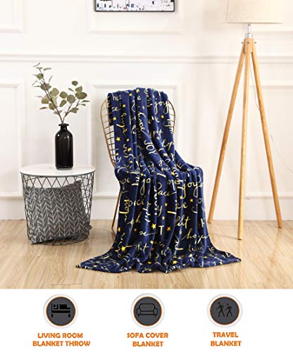 Elegant Comfort Velvet Fleece Throw Blanket, Peace & Joy Print, 50 x 60 Inch