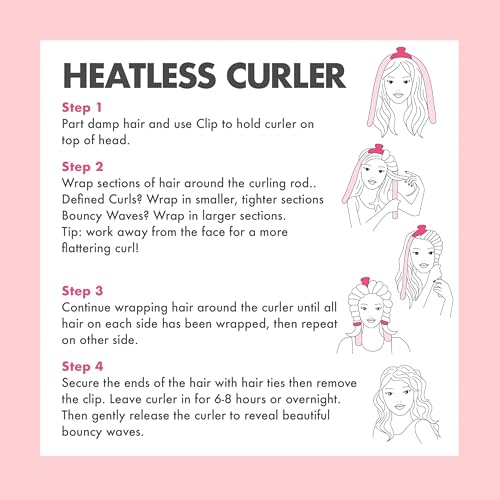 Pinkiou Heatless Hair Curler Headband Satin Overnight Curls Set