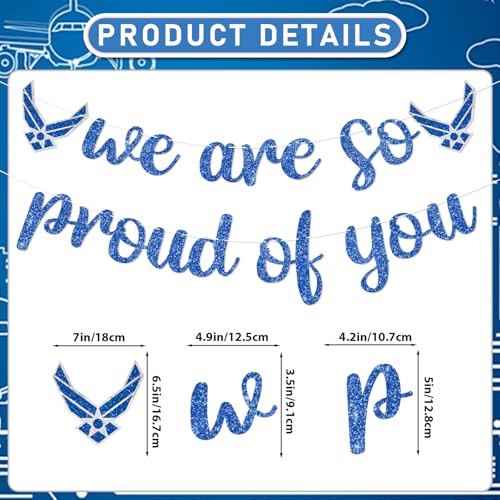 Air Force Party Decorations Set - Proud of You Banner & Swirls