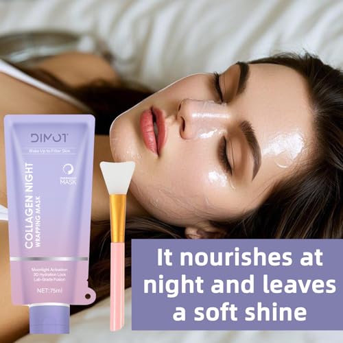 Collagen Night Wrapping Mask Peel-Off Face Mask with Jelly Brush 2.54 fl.oz