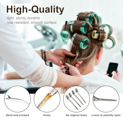 SimautHawk 30 Pcs Alligator Hair Clips 1.77 Inch Black Metal Hair Clips for Styling Salon and DIY Hair Bows