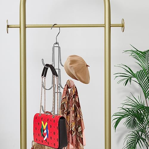 Baoswi 4-Tier Purse Organizer - Silver Metal Hanging Bag Holder