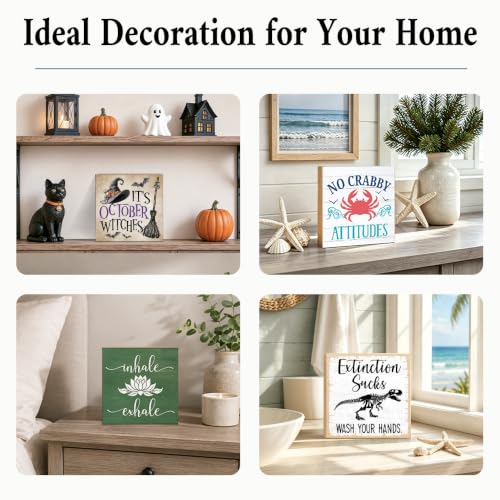 Inhale Exhale Wooden Box Sign - Yoga Wall Art for Meditation