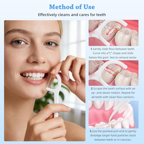 KSIA Dental Floss Picks 50 Count with Travel Pouch, PFAS-Free