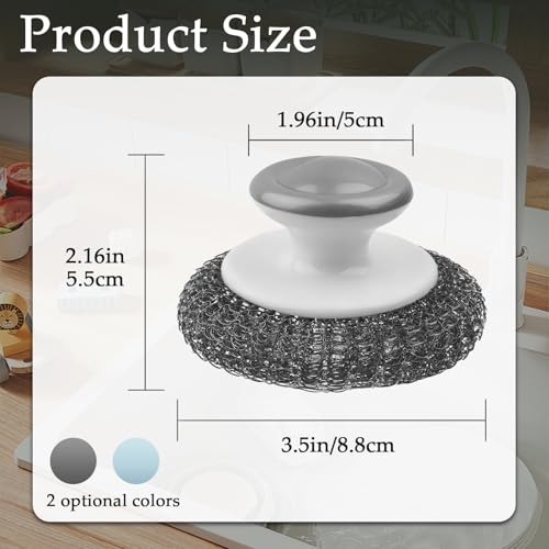 KTOJOY 2 Pack Stainless Steel Wool Scrubbers - Heavy-Duty Kitchen & Bathroom Cleaning Pads