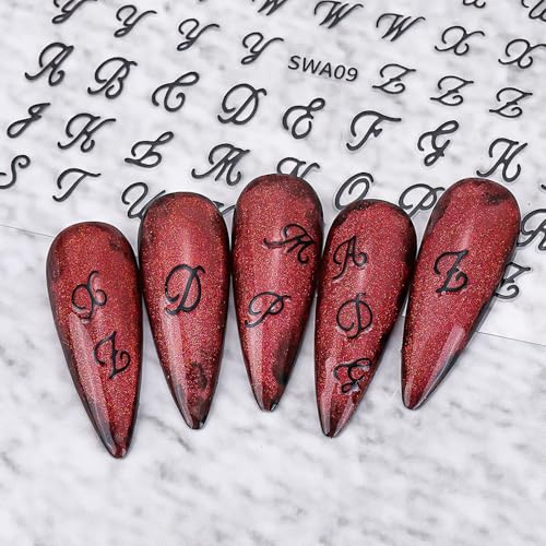 CHANGAR Retro Letter Nail Art Stickers, 6 Sheets Old English Decals