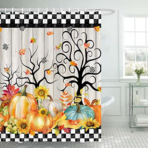 Rustic Autumn Pumpkin Shower Curtain - 72x72 Inch Farmhouse Decor
