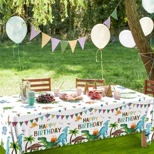Dinosaur Birthday Tablecloths - 4 Pack Plastic Dino Decorations