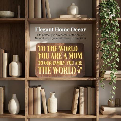 Mom Wooden Night Light Gifts - Heartwarming Walnut Table Lamp for Mom