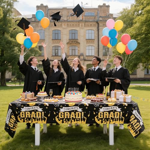 Accevo Class of 2026 Graduation Disposable Plastic Tablecloth 108" x 54" 2 Pack