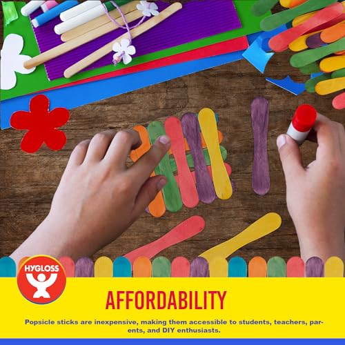 Vibrant Wooden Craft Sticks - 100 Count Colored Popsicle Sticks
