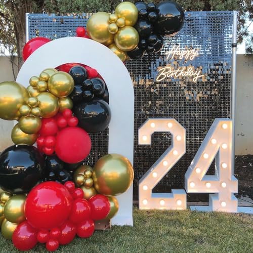 Red and Black Gold Balloon Garland Kit with Stars - 153 Pieces