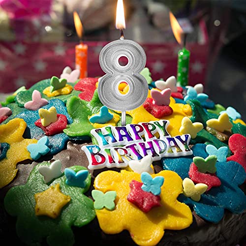 Silver Glitter Number 7 Birthday Candle - Premium Quality Cake Topper