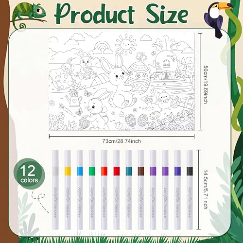 Easter Bunny Coloring Pillowcase with 12 Markers - 28.7" x 19.7"