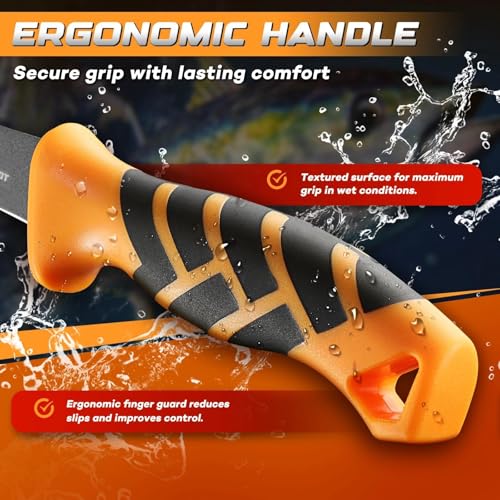 DRAGON RIOT 5-Inch Fillet Knife, Flexible Stainless Steel Blade, Orange