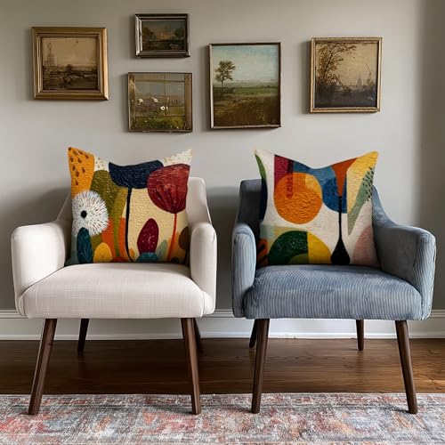 Abstract Art Throw Pillow Covers - 18x18 Inch Decorative Cushion Case Set of 4