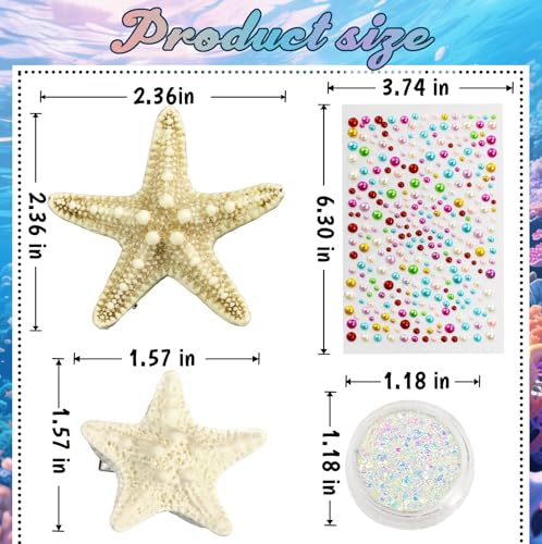 Mermaid Costume Accessories Set with Starfish Hair Clips and Face Glitter