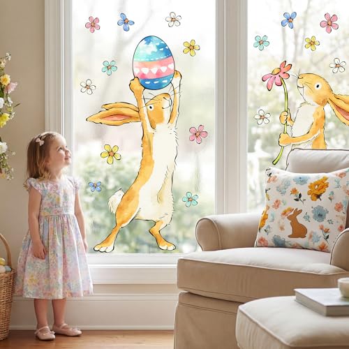 Extra Large Easter Window Clings - Bunny Decorations for Glass
