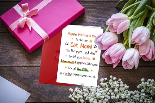Cat Mom Mother's Day Card - Cute Greeting Card with Envelope