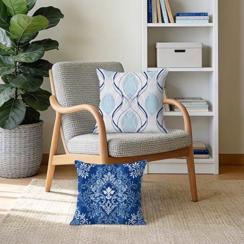 Bonhause Navy Blue Boho Velvet Throw Pillow Covers 18x18, Set of 4