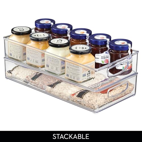 Extra Long Clear Plastic Pantry Organizers - 4-Pack Storage Bins