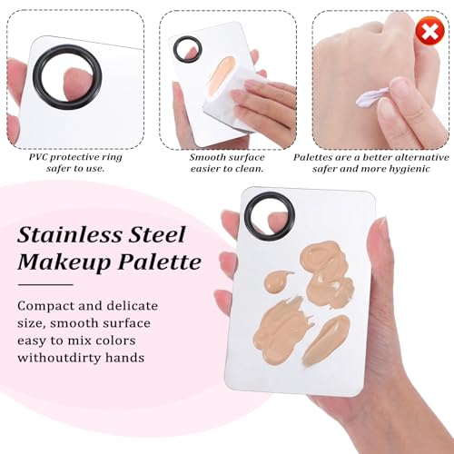 HJZHII 4-Piece Stainless Steel Makeup Foundation Mixing Palette Set