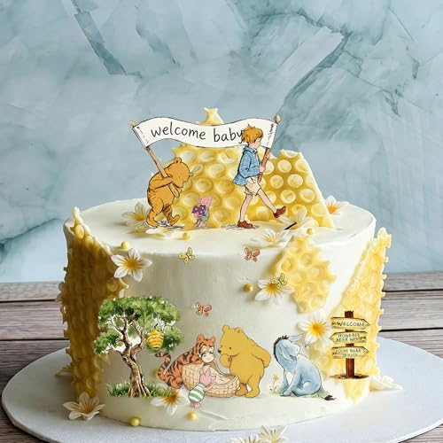Winnie the Pooh Cake Toppers Set - 9Pcs Baby Shower Decorations
