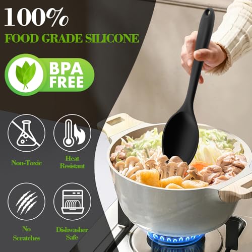 Libemskix Black Silicone Spoons Set - 4 Pcs Large Cooking Utensils