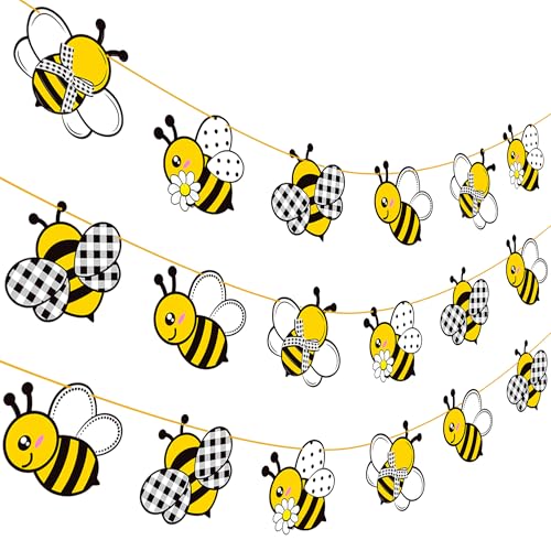 Bee Party Banner Set - 2PCS Honeybee Themed Decorations for Baby Showers