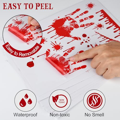 Bloody Handprint & Footprint Window Stickers - 6 Sheets Halloween Decor