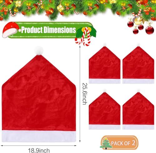 Christmas Santa Hat Chair Covers Set of 2 - Festive Holiday Decoration