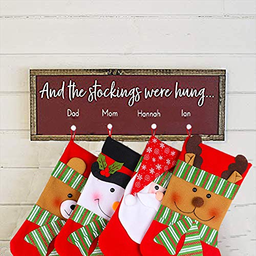 Large 15 Inch Christmas Stockings Set with Santa Snowman Reindeer Bear - Holiday Decor & Gift Pouch, 4 Patterns