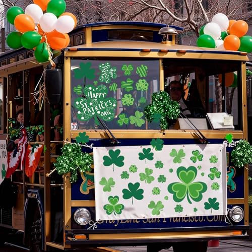 St. Patrick's Day Window Clings - 8 Double-Sided Shamrock Stickers