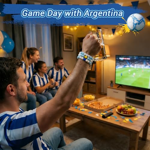 Goldwise Soccer Fan Bracelet Set for Men 3PCS Team Spirit Wristbands