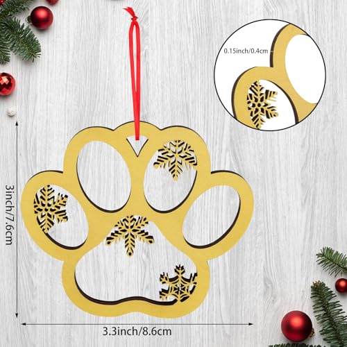 Personalized Wooden Dog Paw Ornament for Christmas Decor