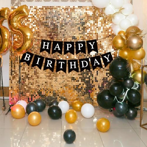 Black Happy Birthday Banner for Kids & Adults - Party Decoration