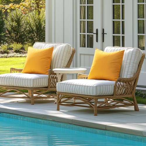 MIULEE 18x18 Inch Yellow Waterproof Outdoor Pillow Covers Pack of 2 - Fade-Resistant Decorative Cushion Covers for Patio, Garden, Couch, Sofa