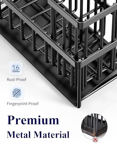 Kitsure Stainless Steel Kitchen Sink Caddy with Drip Tray, Black, 7.9-inch