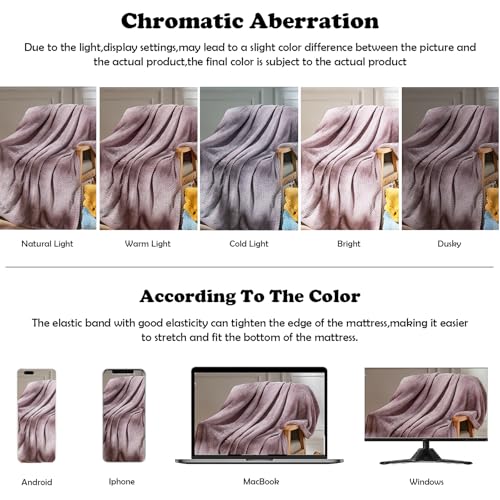 NEWCOSPLAY Flannel Fleece Throw Blanket, Light Purple Leaves Pattern, 50"x60"