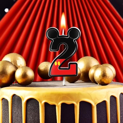 Cartoon Red and Black Number 2 Birthday Candle - 2.76 Inch