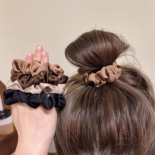 Satin Silk Hair Scrunchies 12-Pack - Soft Elastic Ponytail Holders