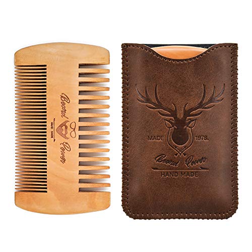 Wooden Beard Comb with Travel Case - Natural Pocket Sized Grooming Tool