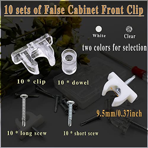 Fallingstar Universal False Drawer Front Clips - 4 White Fasteners with Screws