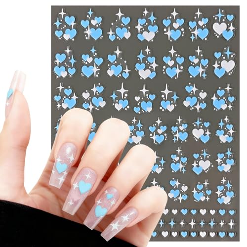 Valentine's Heart Nail Art Stickers - 4 Sheets 3D Self-Adhesive Love Decals