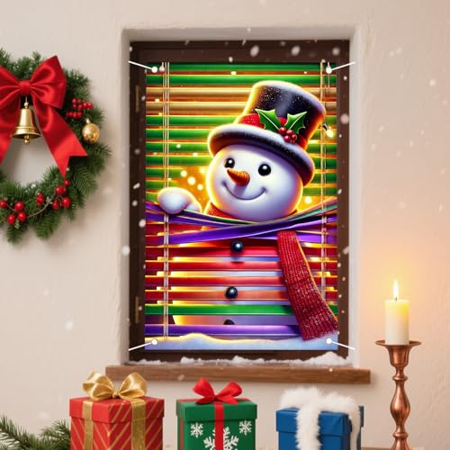Nuxovilar Christmas Window Cover Banner Snowman 31x47 Inch Holiday Decor CU01093