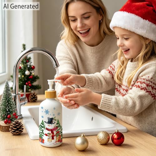 Hexagram Christmas Snowman Soap Dispenser - Holiday Bathroom & Kitchen Decor