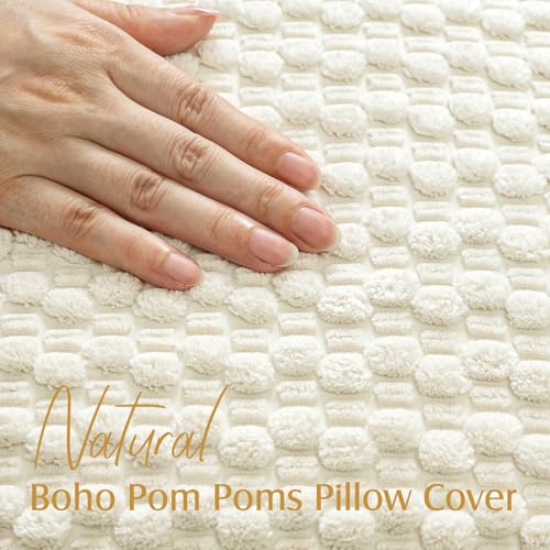 OTOSTAR Corduroy Throw Pillow Cover 22x22 Inch, Boho Striped Cushion Case
