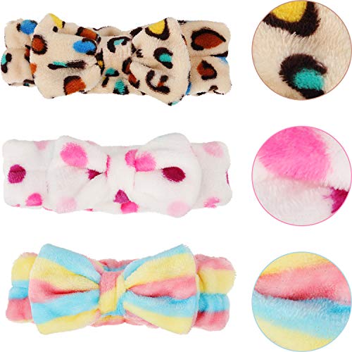 Hicarer 3 Pcs Soft Microfiber Bowtie Spa Headband for Face Wash