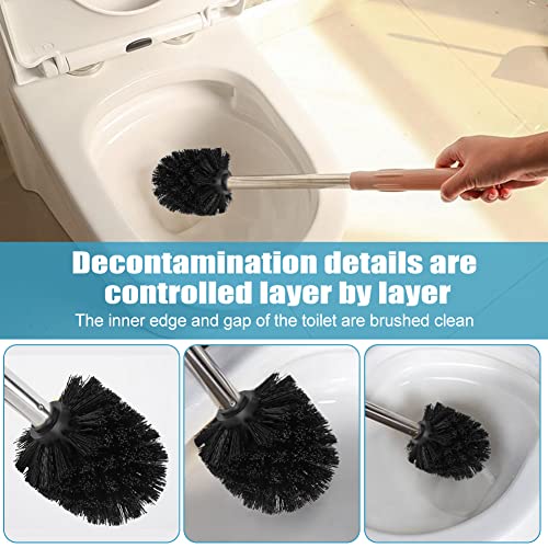 2PCS Toilet Bowl Brush Replacement Head - Black, 12mm Threaded Brush Refill