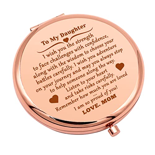 Mwphuy Compact Makeup Mirror for Daughter - Portable Folding Gift with Magnifying & Standard Mirror